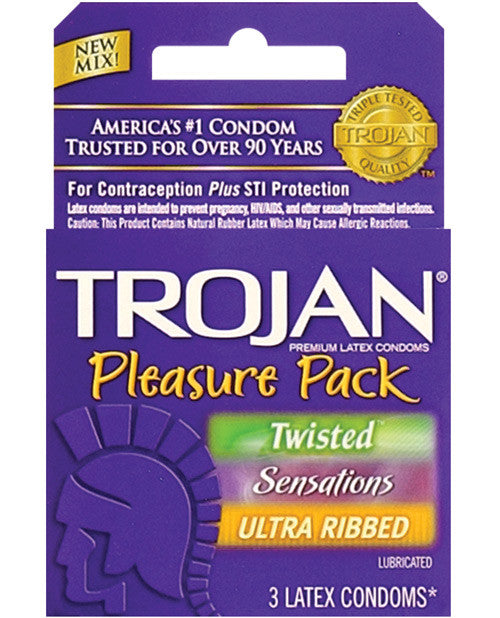 Trojan Pleasure Pack Condoms - Box Of 3