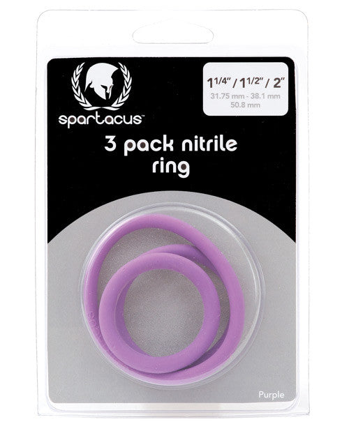 Nitrile Cock Ring Set - Purple Pack Of 3