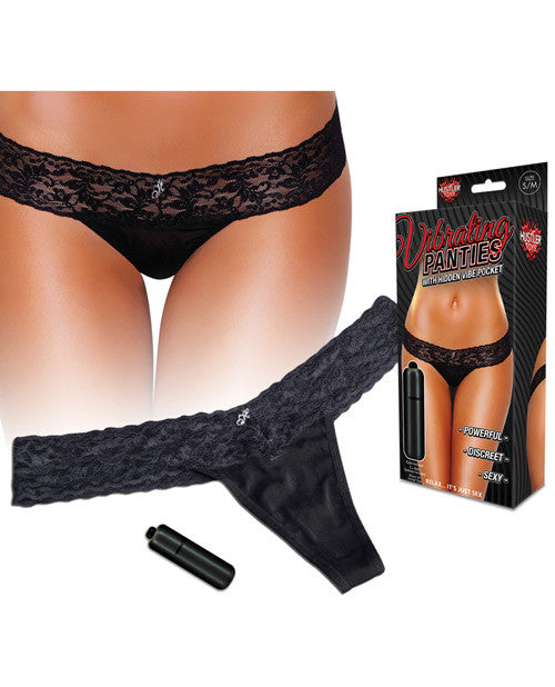 Hustler Vibrating Panties W-hidden Vibe Pocket & Bullet Black S-m