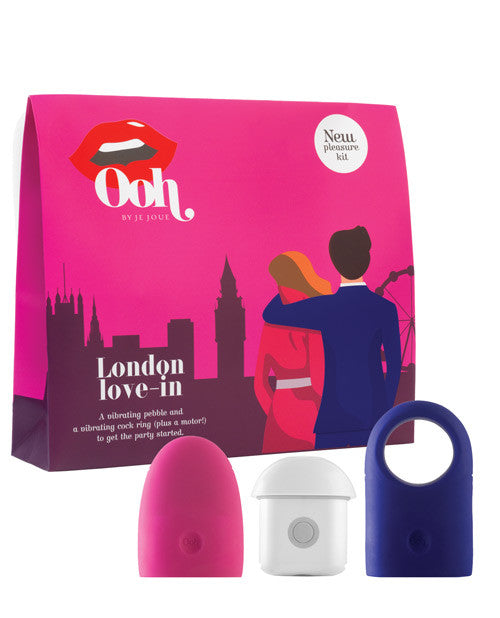 Ooh By Je Joue London Collection No 1 Vibrating Pebble & No 3 Cock Ring - Hot Pink-electric Blue