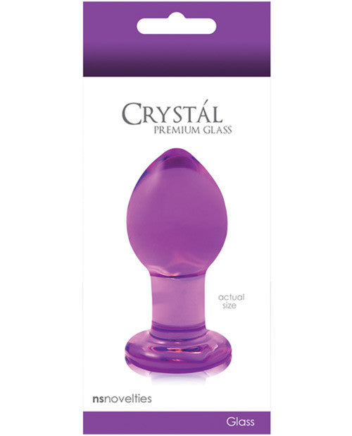 Ns Novelties Crystal Glass Butt Plug Medium - Purple
