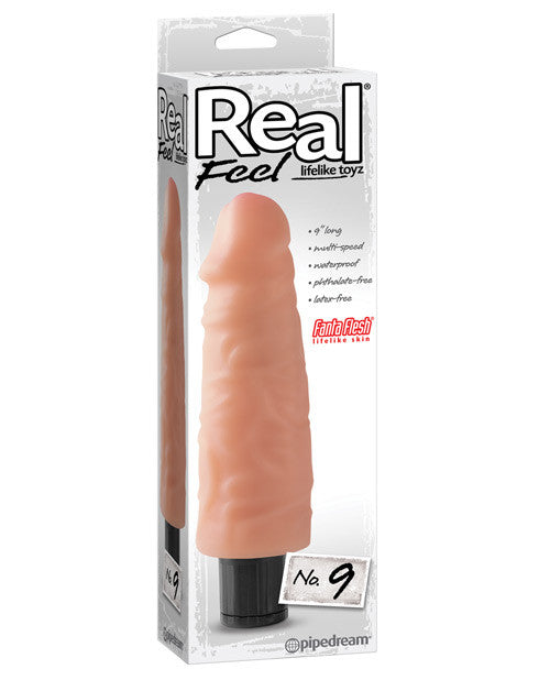 Real Feel No. 9 Long 9" Waterproof Vibe - Flesh Multi Speed