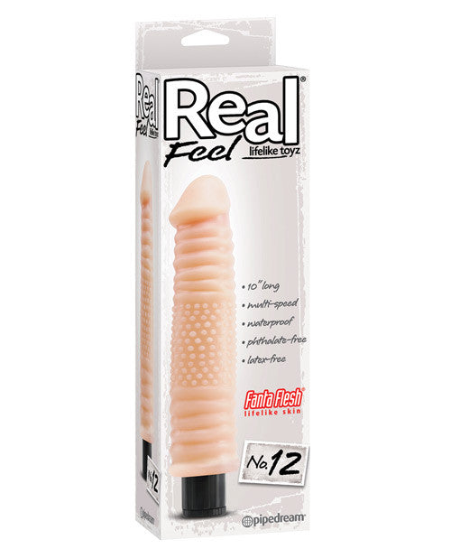 Real Feel No. 12 Long 10" Waterproof Vibe - Flesh Multi Speed
