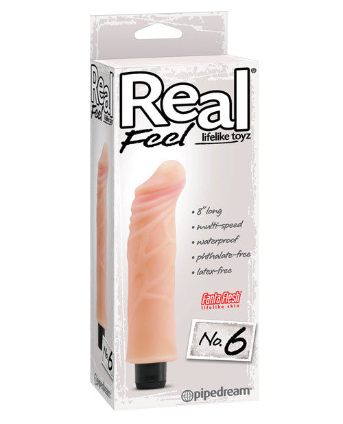 Real Feel No. 6 Long 8" Waterproof Vibe - Flesh Multi Speed