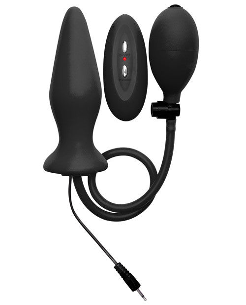 Shots Ouch Inflatable Vibrating Silicone Plug - Black