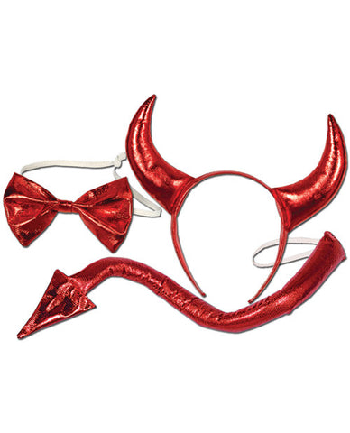 3 Pc Devil Set - Horns, Bow Tie & Tail