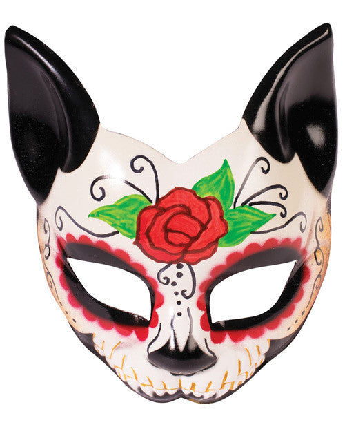 Day Of The Dead Cat Half Mask W-arm Eyeglass Arm