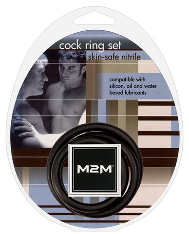 M2m Nitrile Cock Ring - Pack Of 3 Black