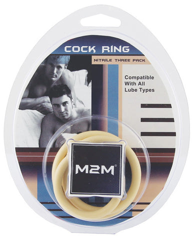 M2m Nitrile Cock Ring - Pack Of 3 Nude