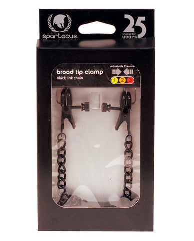 Blackline Broad Tip Adjustable Nipple Clamps W-chain - Black