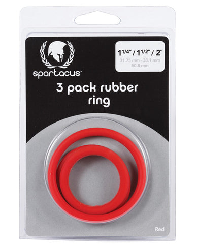 Rubber Cock Ring Set - Red Pack Of 3