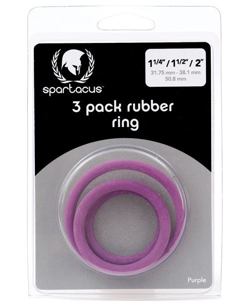 Rubber Cock Ring Set - Purple Pack Of 3