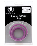 Rubber Cock Ring Set - Purple Pack Of 3