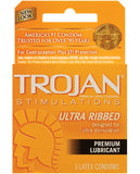 Trojan Ribbed Condoms - Box Of 3