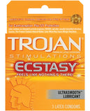 Trojan Ultra Ribbed Ecstasy Condoms - Box Of 3