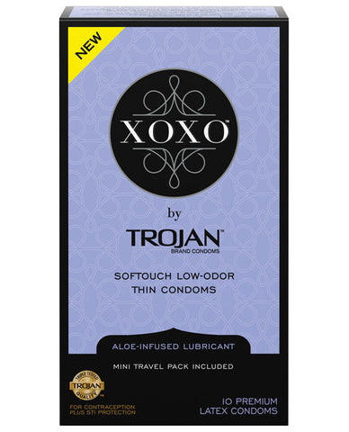 Trojan Xoxo Softouch Low Odor Thin Latex Condom - Box Of 10