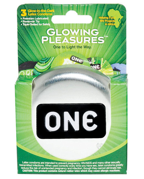 One Glowing Pleasures Condoms - Box Of 3