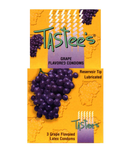 Tastees Condoms - Grape Box Of 3