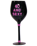 40 & Sexy Wine Glass - Black