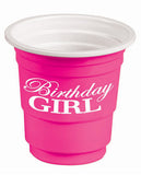 Birthday Girl Plastic Shot Glasses - Pink Set Of 12