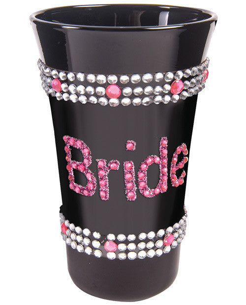 Bride Shot Glass W-pink Stones - Black