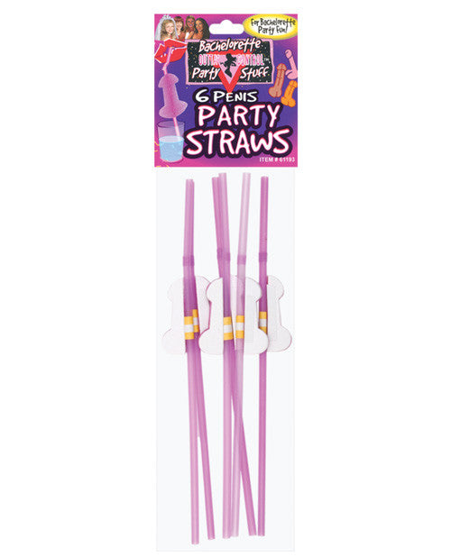 Bachelorette Penis Tissue Straws - Pack Of 6