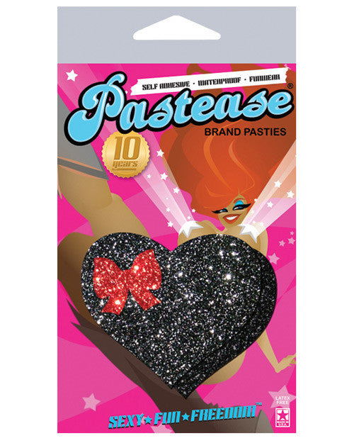 Pastease Black Glitter Heart W-bow O-s