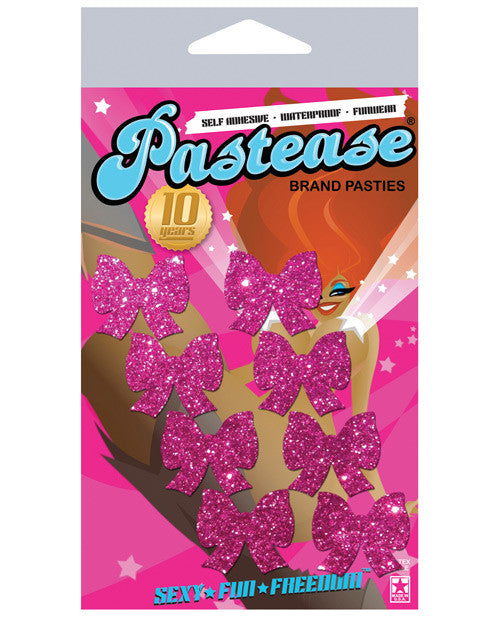 Pastease Mini Glitter Bows - Hot Pink Pack Of 8