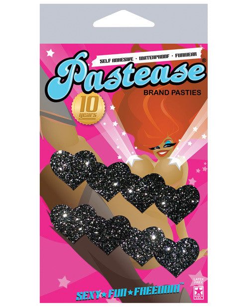 Pastease Mini Glitter Hearts - Black Pack Of 8