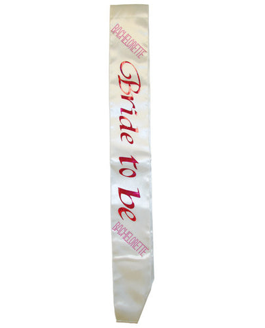 Bachelorette Bride To Be Non Flashing Sash - White