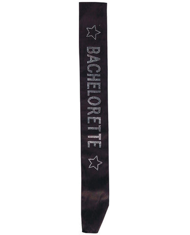 Bachelorette Sash W-crystals - Black