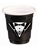 Bachelor Tuxedo Plastic Shot Glasses - Black Set Of 12