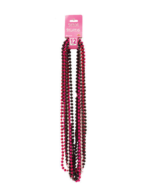 Diva Beads - Black, Silver & Pink Pack Of 12