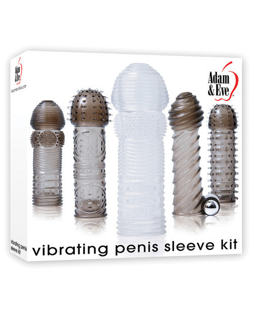 Adam & Eve Vibrating Penis Sleeve Kit - Smoke-clear