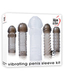 Adam & Eve Vibrating Penis Sleeve Kit - Smoke-clear