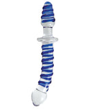 Adam & Eve Twisted Love Glass Dildo - Clear-blue