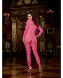 Fishnet Long Sleeved Open Crotch Bodystocking Pink Qn