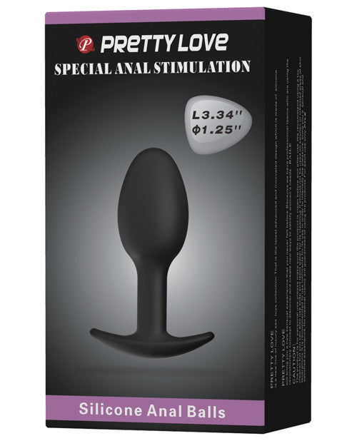 Pretty Love 3.34" Silicone Anal Plug W-ball - Black