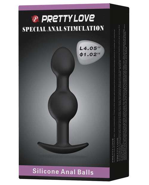 Pretty Love 4.05" Silicone Anal Plug W-ball - Black