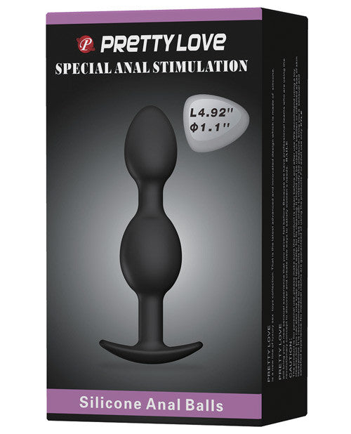 Pretty Love 4.92" Silicone Anal Plug W-ball - Black