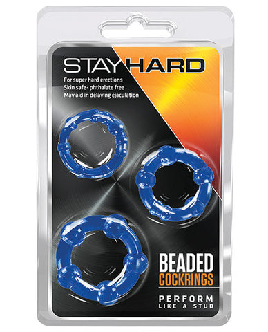 Blush Stay Hard Beaded Cock Rings - Blue Pack Of 3