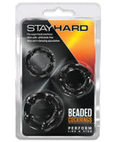 Blush Stay Hard Beaded Cock Rings 3 Pack - Black