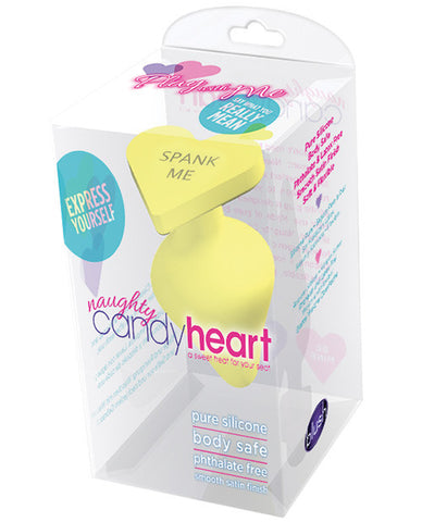 Blush Naughty Candy Heart Spank Me Plug - Yellow