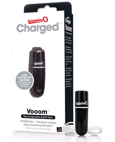 Screaming O Charged Vooom Rechargeable Bullet Vibe - Black