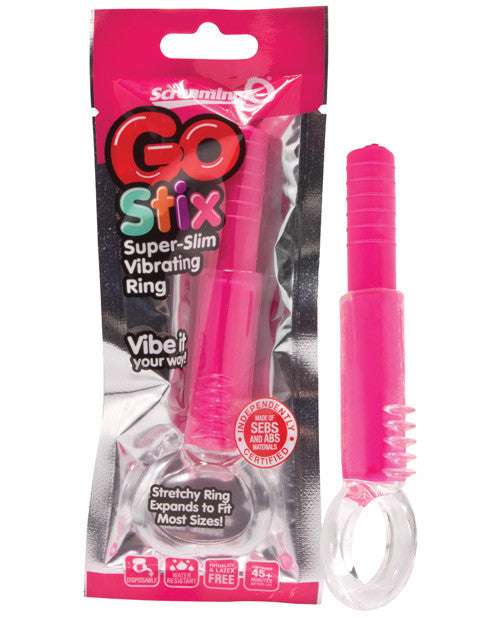 Screaming O Go Stix Super Slim Vibrating Ring - Strawberry