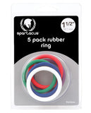 1.5" Rubber Cock Ring Set - Rainbow Pack Of 5