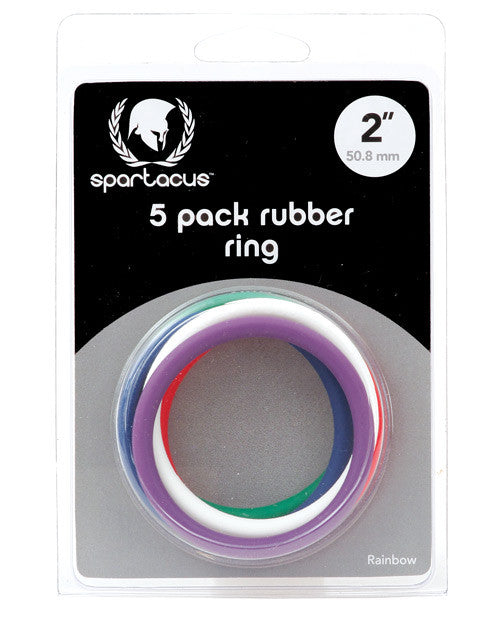 Rubber Cock Ring Set 2" - Rainbow Pack Of 5