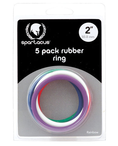 Rubber Cock Ring Set 2" - Rainbow Pack Of 5