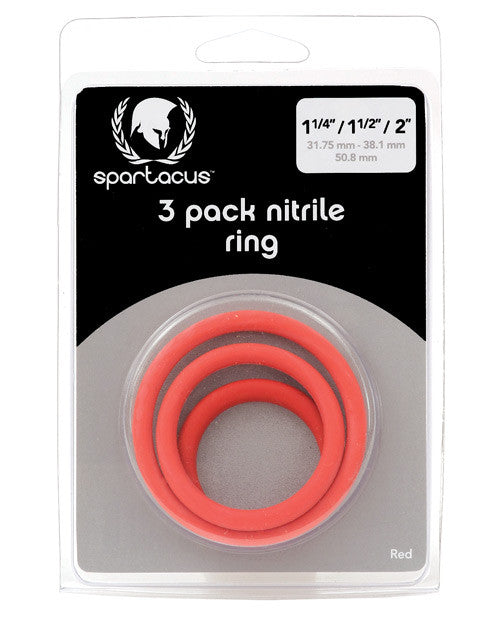 Nitrile Cock  Ring Set - Red Pack Of 3