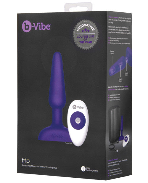 B Vibe Remotetrio Plug W-3 Motors - Purple